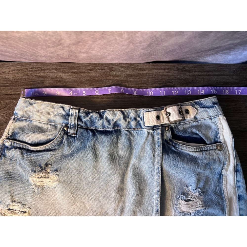 PATOGE Jeans Light Wash Wrap Front Skort Distressed Denim Size 40 US 8 Medium - Picture 9 of 10